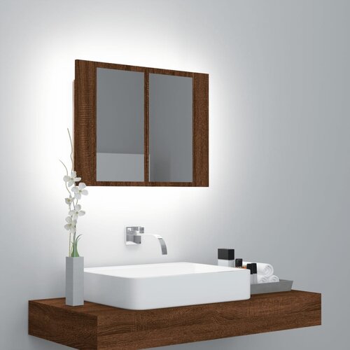 vidaXL LED ormarić s ogledalom smeđa boja hrasta 60x12x45 cm drveni Cijene