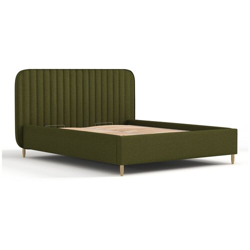 Maison de R&amp;ecirc;ve Zelena oblazinjena zakonska postelja s prostorom za shranjevanje z letvenim dnom 180x200 cm Noto &amp;ndash; Slike