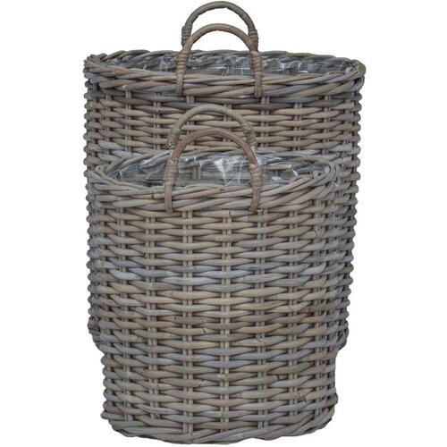  Vazon ko&amp;scaron; s pohranom 2 pcs Siva Lacak ratan - Siva Slike