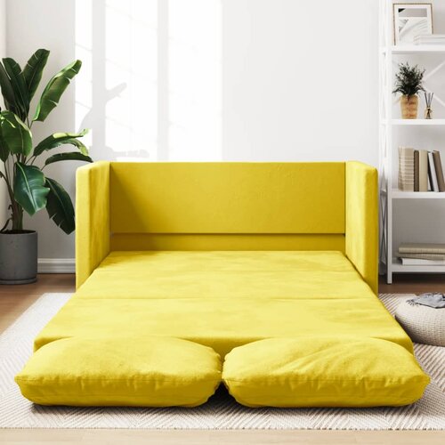 vidaXL Talni raztegljiv kavč 2 v 1 temno rumen 122x204x55 cm žamet Cene