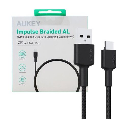 Aukey CB-CD30 USB-C Type-C Power Delivery PD 3A 0.9m Nylon Black Slike