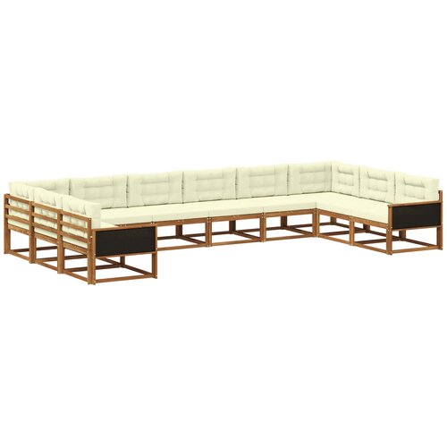 vidaXL Zunanja garnitura za sedenje 10 pcs Naravna in smetana, (5000282553) Cene