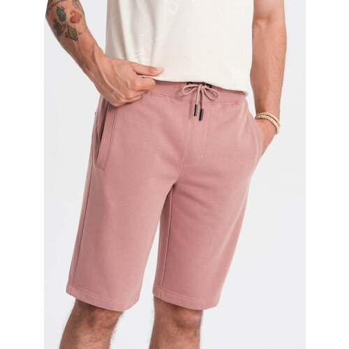 Ombre Men's BASIC cotton sweat shorts - dark pink Cene