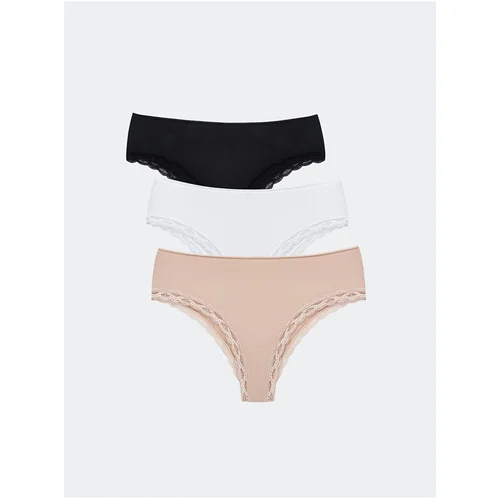 LC Waikiki LCW Lace Detail Brazilian Panties 3-Pack