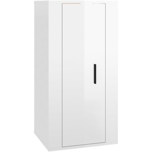 Maison Chic Stenska TV omarica - TV stojalo - Televizijska omarica visok sijaj bela 40x34,5x80 cm, (21700668) Slike