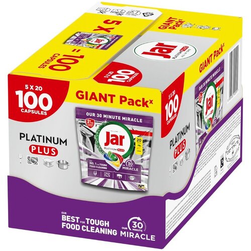 Jar Platinum Plus 30 Minute Miracle tablete za strojno pranje posuđa 100 kom / XXL pakiranje Slike