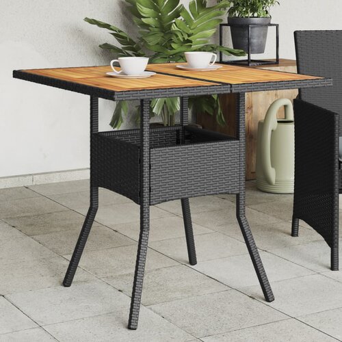  Vrtni stol s pločom od drva bagrema crni 80x80x75 cm poliratan Cene