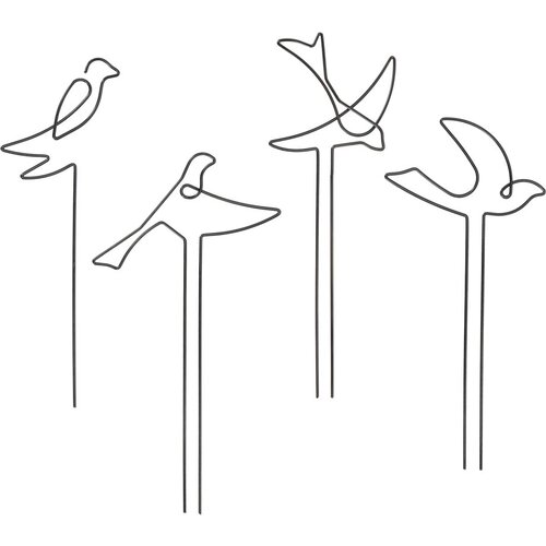 Esschert Design Metalni stalak za bilje 4 kom Bird &amp;ndash; Slike
