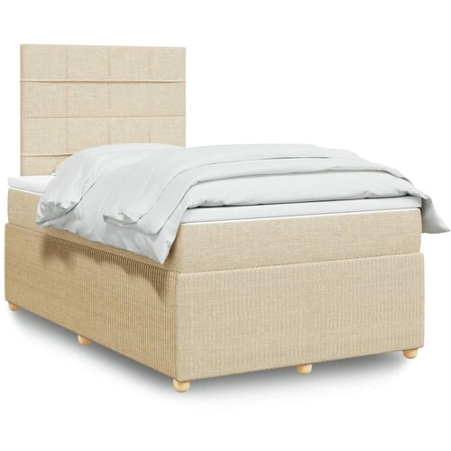 vidaXL Box spring postelja z vzmetnico krem 120x200 cm blago Cene