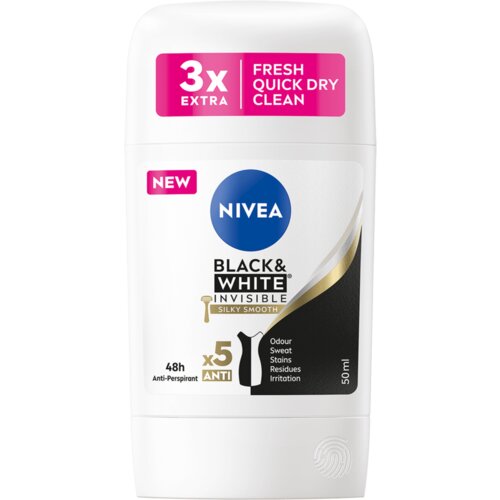 Nivea Black & White Invisible Silky Smooth trdi antiperspirant 50 ml Cene