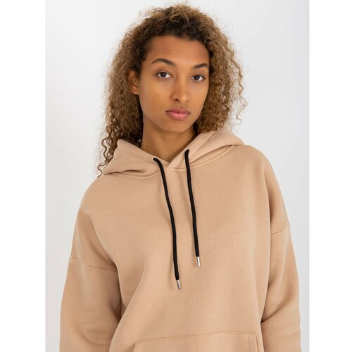 Fashion Hunters Basic beige sweatshirt with a hood RUE PARIS Cene