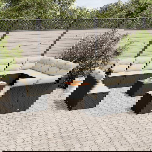 VidaXL 13-dijelni set vrtnih sofa s jastucima poliratan crni Slike