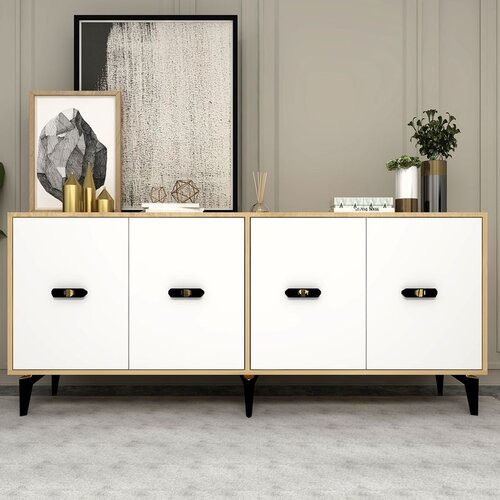 Hanah home Fly - Sapphire Oak, White Sapphire OakWhite Console Cene