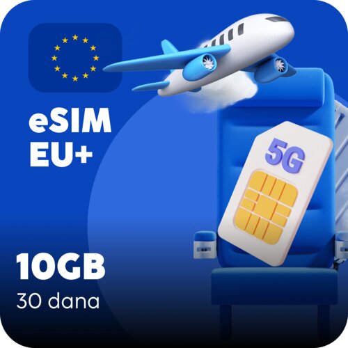 Ananas eSIM Evropa eSIM kartica - 10GB prepaid mobilnih podataka za 30 dana Cene