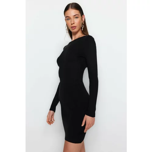 Trendyol Black Mini Knitwear Fitted Dress with Back Detail