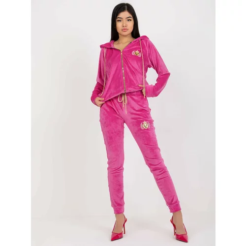 Fashion Hunters Women's velour tracksuit - pink