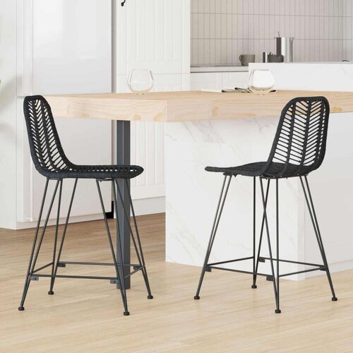  Barski stolac 2 pcs Crna 44 5 x 54 5 x 97 5 cm Ratan i čelik Cijene