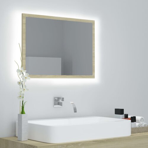 vidaXL LED kopalniško ogledalo sonoma hrast 60x8,5x37 cm iverna pl. Cene