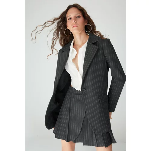 Trendyol Limited Edition Black Striped Blazer Jacket