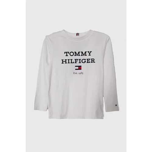 Tommy Hilfiger Otroška bombažna majica z dolgimi rokavi bela barva