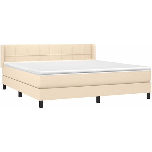  Krevet s oprugama i madracem krem 160x200 cm od tkanine Slike