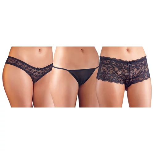 Cottelli Crotchless Panties, Briefs and String Set 2310279 Black XL