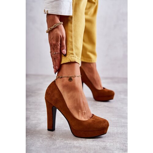 Boto Classic Suede Pumps On Heel Camel Soro Cene