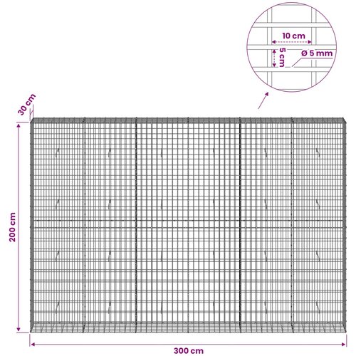  Gabion s žicom debljine 5 mm i mrežom 5x10 cm 300x30x200 cm Slike