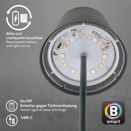 BRILONER 7559015-LED RGB stona lampa COLORIS 3,5W/5V IP44 2000mAh Wi-Fi Tuya Slike