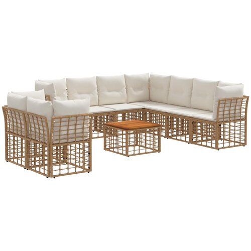  Set vanjskih sofa 10 pcs Prirodna i krema bijela Poliester Cene