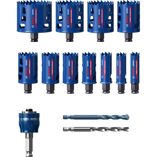 Bosch komplet expert tough material testera za otvore od 20/22/25/32/35/40/44/51/60/64/76 mm, 14 delova 2608900447 Slike