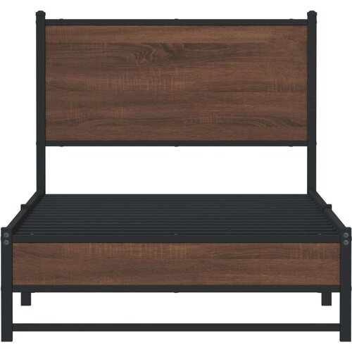 VidaXL Metalni okvir kreveta s uzglavljem smeđa boja hrasta 90x190 cm Slike