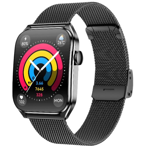 INF Večnamenska pametna ura z zaslonom AMOLED, Bluetooth klici in spremljanjem zdravja Black, (5000071840) Cene