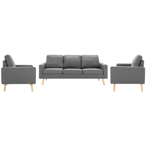 vidaXL 3-dijelni set sofa od tkanine svjetlosivi