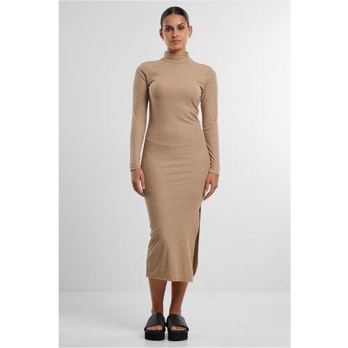 Urban Classics Women&amp;#039;s ribbed long turtleneck dress beige Slike