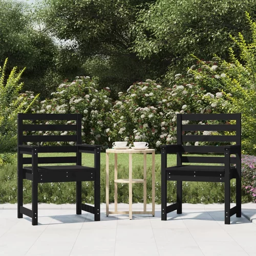  Vrtne stolice 2 kom crne 60x48x91 cm od masivne borovine