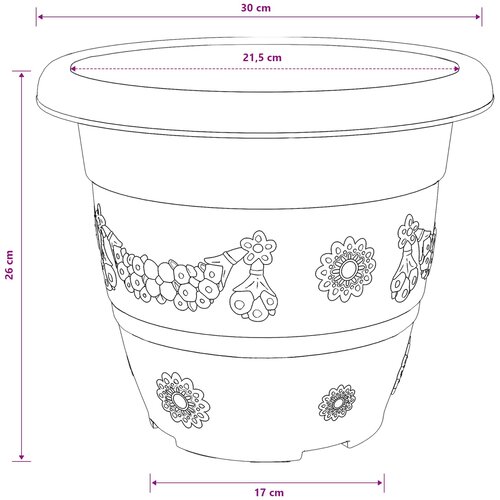  Okrugla saksija za cveće 24 pcs Crvena cigla &amp;Oslash; 30 x 25 cm Slike