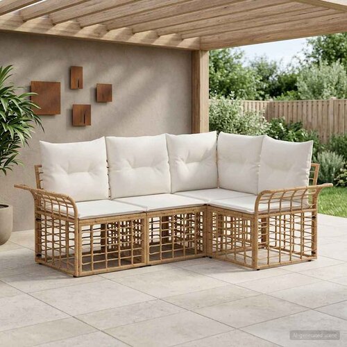  Set vanjskih sofa 4 kom. Prirodna i krema bijela Poliester Cene
