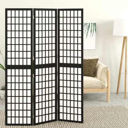  Zložljiv 3-delni paravan japonski stil 120x170 cm črne barve Cene