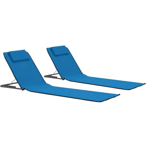  Zložljive podloge za na plažo 2 kosa jeklo in blago modre, (20660793) Cene
