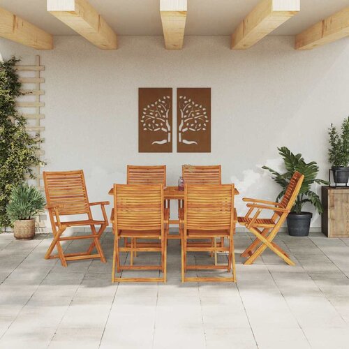  Vrtni set za objed 7 kom. Smeđa Čvrsto drvo akacije 135 x 85 x 75 cm Slike