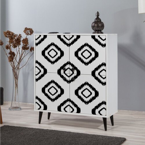 Woody Fashion Komoda Multilux Fas 95x111x36cm Bijelo-Crna Cene