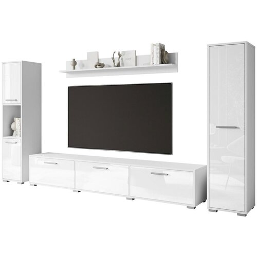 MID.YOU Dnevni Regal Bogota Xl, Bela, Visoki Sijaj, 4-Delno Slike
