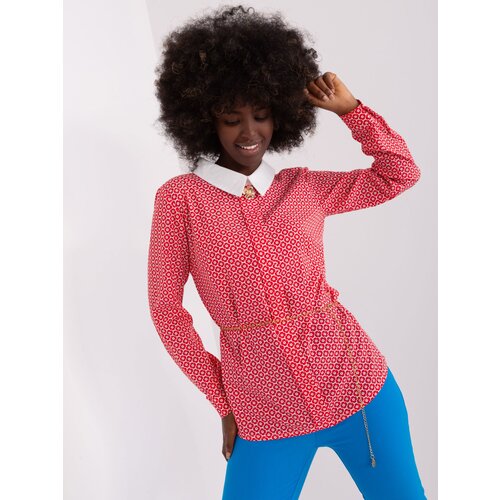 Fashion Hunters Kaelyn Red and White Collar Blouse Cene