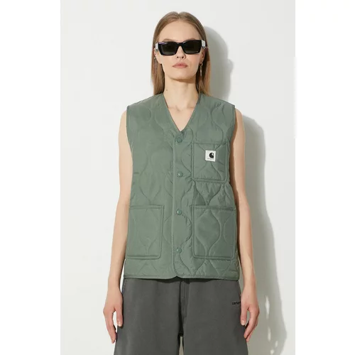 Carhartt WIP Prsluk Skyler Vest za žene, boja: zelena, za prijelazno razdoblje, I032991.1YFXX