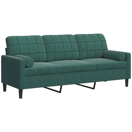 Maison Chic kavč - Sofa - Kanape trosed z okrasnimi blazinami temno zelen 180 cm žamet, (21727777)