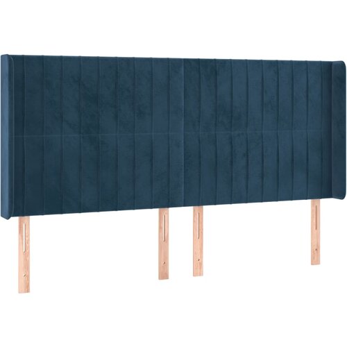 VidaXL Vzglavje z u&amp;scaron;esi temno modro 183x16x118/128 cm žamet, (20936161) Slike