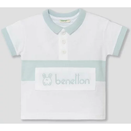 United Colors Of Benetton Otroške bombažne polo majice bela barva