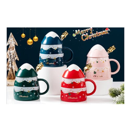 Gifty cup, šolja, keramička, sa poklopcem, jelka, miks ( 760213 ) Slike