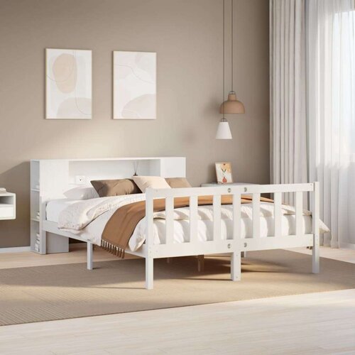 vidaXL Krevet s regalom z knjige bez madraca bijeli 160x200cm borovina Cijene